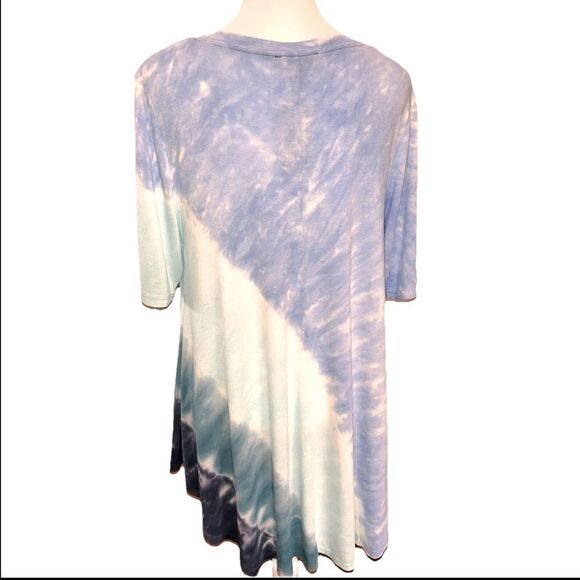 Lane Bryant Aqua Blue Tie-Dye Swing Tunic Top V-Neck Perfect Sleeve Plus 14/16 - Picture 3 of 7